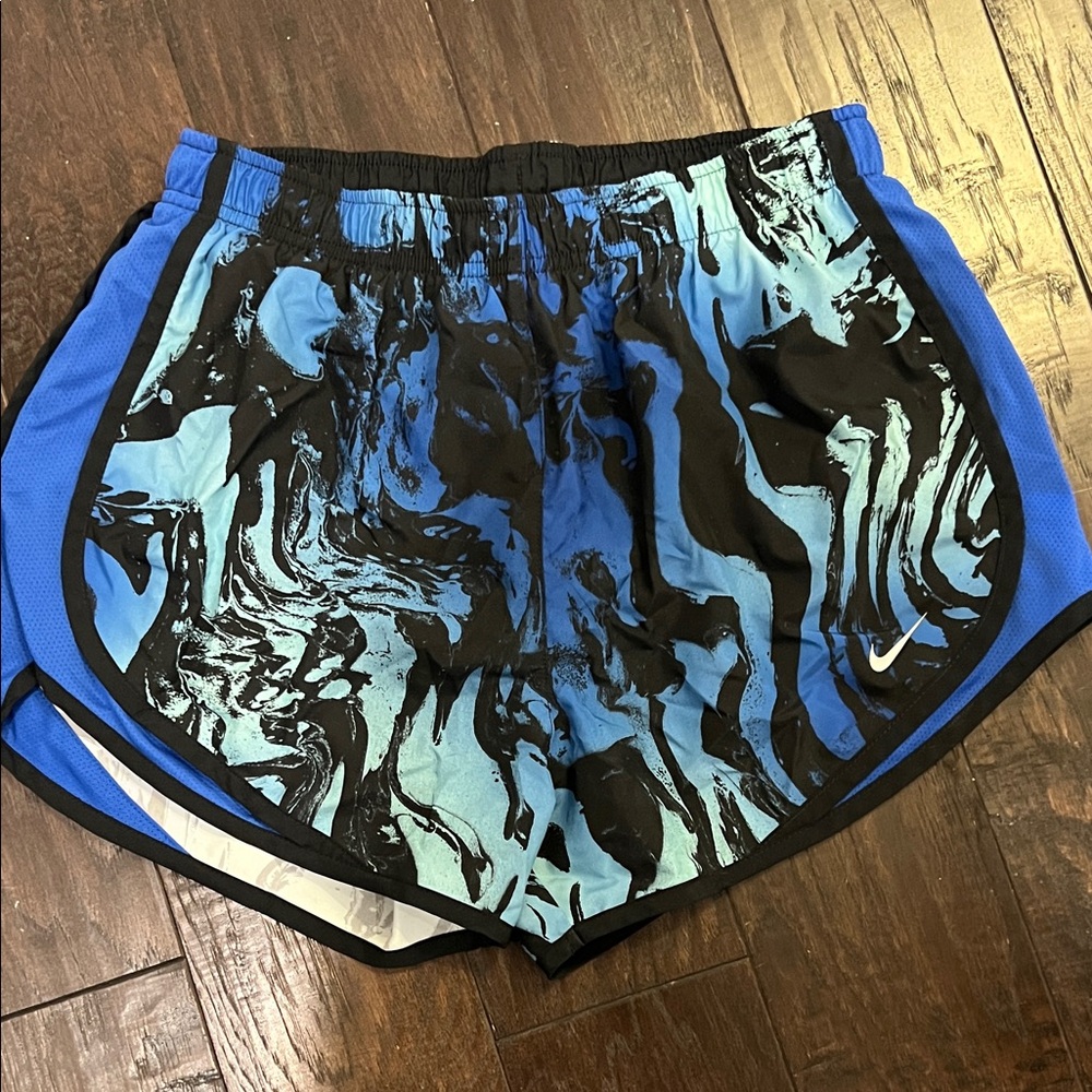 Nike Women's Athletic Shorts - Black and Blue Swirl